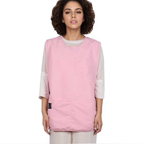 Waterproof Cobbler Apron with 4 Pockets Vest Smock Apron for Men Women Chef Waiter Work (Pink)