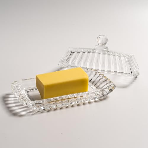 Clear Glass Butter Dish with Lid (clear lid)
