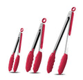 Kitchen Tongs with Silicone Tips (Red)