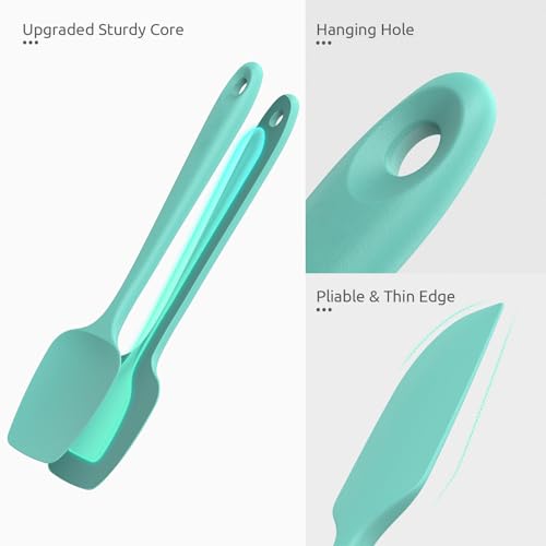 Silicone Spatula Set with 600 Degrees Fahrenheit Heat Resistant (Teal/Aqua Sky)