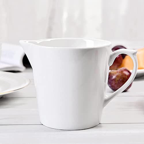 Pure White Ceramic Creamer With Handle (8 Ounces)