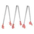Mini Food Tongs 5.5" Pattern Shape Stainless Steel with Silicon Tips Small Cooking Tongs Kitchen Food Tongs Serving Tongs for Cooking Grilling BBQ Barbecue Kitchen (CoralPink)