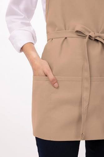 Unisex Three Pocket Apron (Khaki, 1 Pack)
