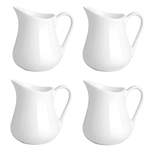 4 Pack 4 Oz Classic White Creamer with Handle (White / 4 Ounces;(Set/4))