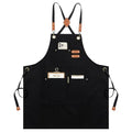 Chef Apron for Men Women Kitchen Cooking Apron with Pockets (Black Canvas)