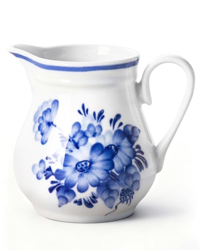 8Oz Creamer Ceramic Milk Creamer Pitcher with Handle (Flowers)
