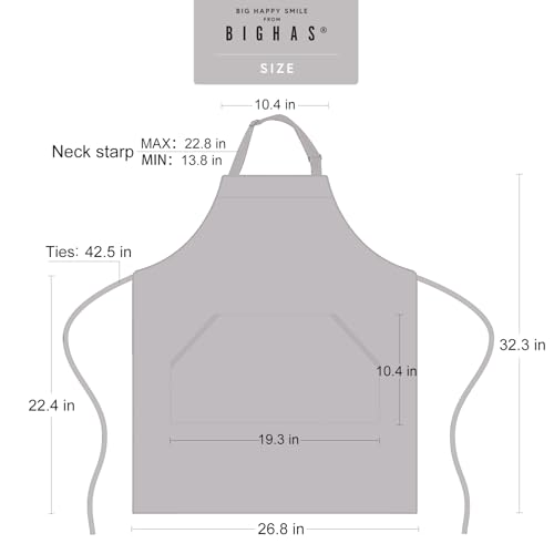 Adjustable Bib Apron with Long Ties for Women Men 18 Colors Chef Kitchen Cooking (Light Gray)