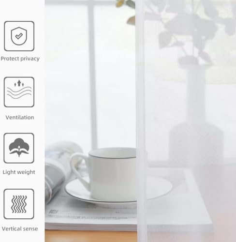 Solid Sheer Rod Pocket Curtain Voile Draperies 2 Panels White Beige Black Ivory Coffee 22 Inch Width 40 Inch Long 1 Pair for Kitchen Bedroom Children Living Room Yard (White / 22"W x 40"L (Pack of 2))