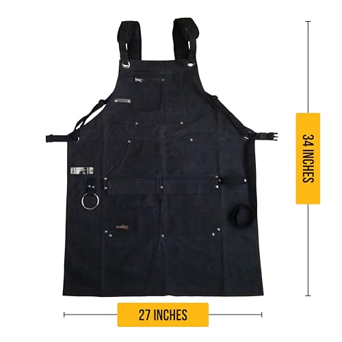 ecoZen Waxed Canvas Welding Apron with Kevlar Thread (Black Kevlar)