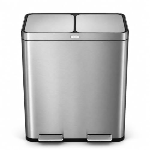 16 Gallon Kitchen Trash Can with Dual Compartments (Silver / 16 Gallon)