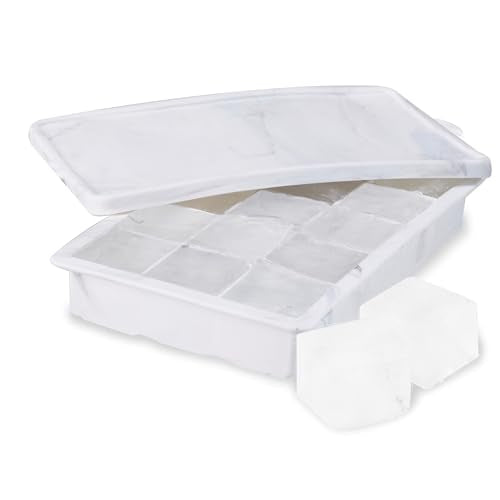 Ice Cube Tray with Lid (White Marble / 1.25-inch Cubes)