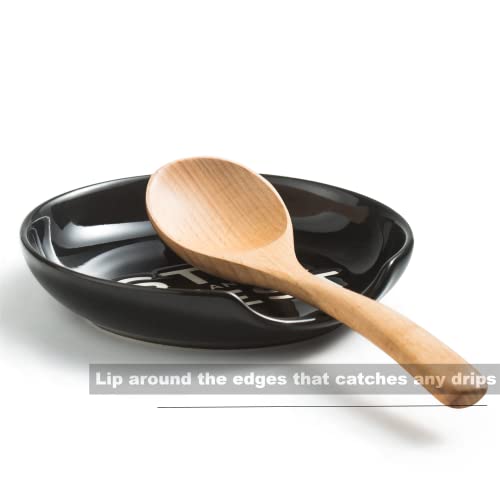 Ceramic Spoon Rest for Stove Top (Black/White)
