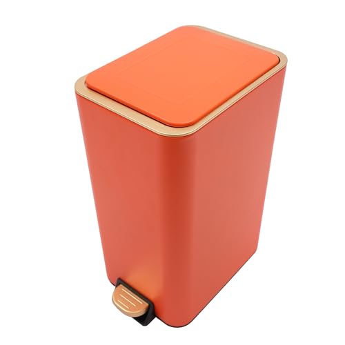 Bathroom Trash Can with Lid (Orange)