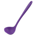 Silicone Soup Ladle Spoon 8.5 Inch Heat Resistant to 450°F One Piece Design Restaurant Kitchen Cooking Utensil for Serving Soup Purple (Purple)