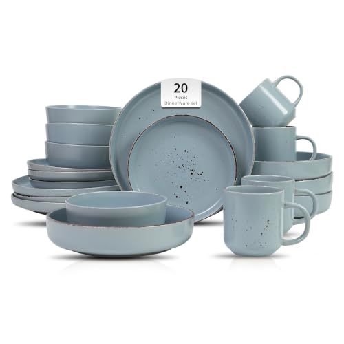 HomeVSS 20 Piece Dinnerware Set (Service for 4 - 20pc Set / Matte Blue)