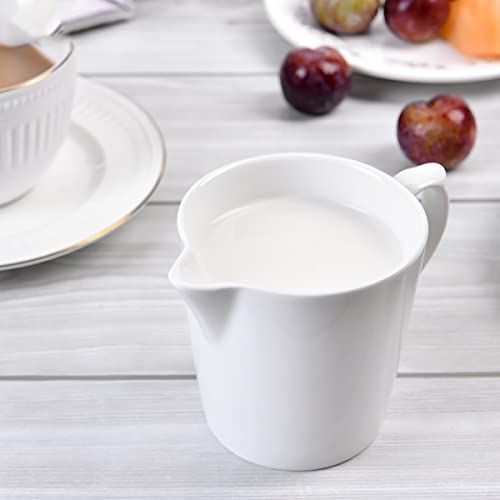Pure White Ceramic Creamer With Handle (8 Ounces)