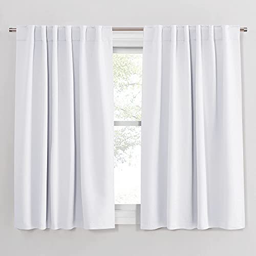 White 50% Lighting Blocking Curtains for Kitchen (Pure White / 52"W x 45"L (Pack of 2))