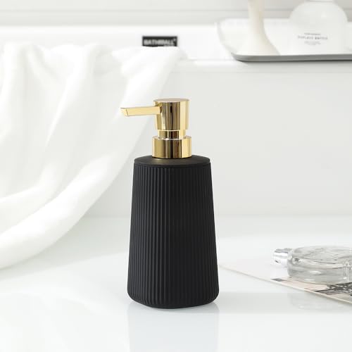 Small Soap Dispenser for Bathroom and Kitchen Matte Black and Gold (Black and Gold)