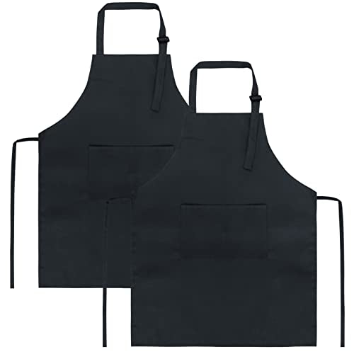 Kids Aprons with Large Pocket 2 Pack (Small / Blackx2)