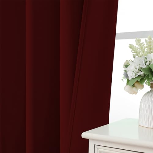 Burgundy Red Blackout Curtains 72 inch Length 2 Panels Set (Burgundy Red / 52"W x 72"L (Pack of 2))