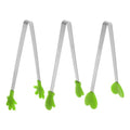 Mini Food Tongs 5.5" Pattern Shape Stainless Steel with Silicon Tips Small Cooking Tongs Kitchen Food Tongs Serving Tongs for Cooking Grilling BBQ Barbecue Kitchen (Green)