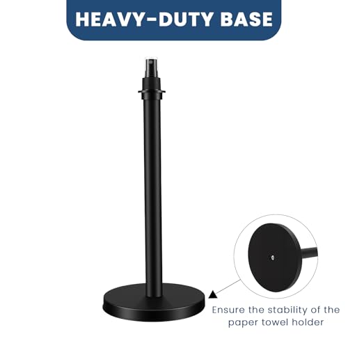 2 in 1 Paper Towel Holder with Spray Bottle and Weighted Base (Black)