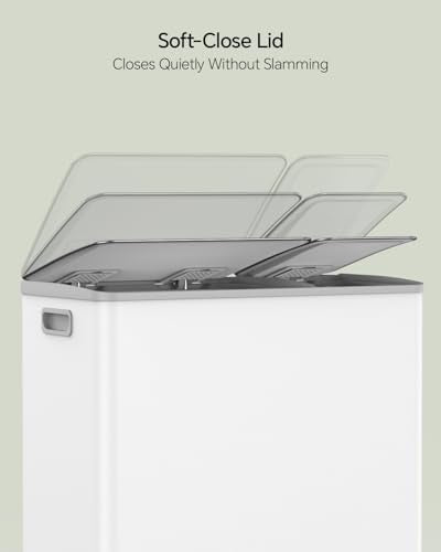 Dual Trash and Recycling Bins for Kitchen (White / 13+6 Gallon)