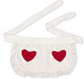 Waist Apron Kitchen Cooking Restaurant Cotton Bistro Half Aprons with Pockets For Girl Woman (White With Red Hearts)