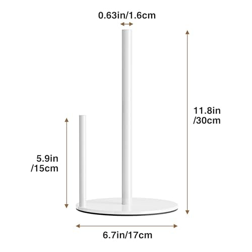 Paper Towel Holder White Stainless Steel Kitchen Countertop Roll Organizer (White)