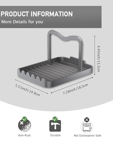 Anti Rust Metal Spoon Rest with Lid Holder While Cooking (Gray / 1-LAYER)