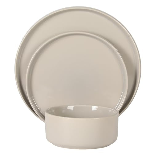 Moonstone 12 Piece Modern Stoneware Dinnerware Set for 4 (Grey (Moonstone) / Service for 4 (12pcs))
