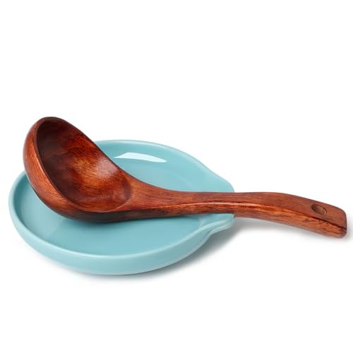 5 Inch Ceramic Spoon Rest for Kitchen Stove Top (Turquoise)