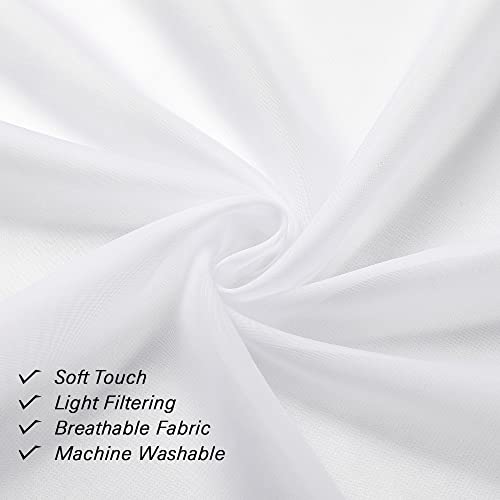 White Sheer Curtains 72 Inches Long 2 Panels (White / 40"W x 72"L (Pack of 2))