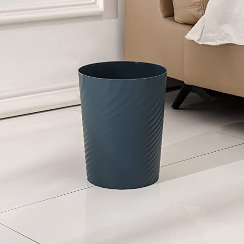 Plastic Small Bathroom Trash Can Wastebasket Garbage Can (Dark Blue / 1.8 Gallon/1 Pack)