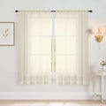 Extra Wide Cream Sheer Curtains for Windows 63 inch Length (59"W x 63"L (Pack of 2) / Cream)