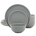 Rockaway 12 Piece Stoneware Dinnerware Set (Service for 4 (12pcs) / Matte Grey (Rockaway))