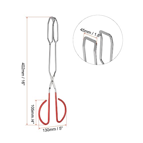Stainless Steel Scissor Tongs 16 Inch Barbecue Grilling Tongs with PVC Handles for Cooking Barbecue Bread Pliers