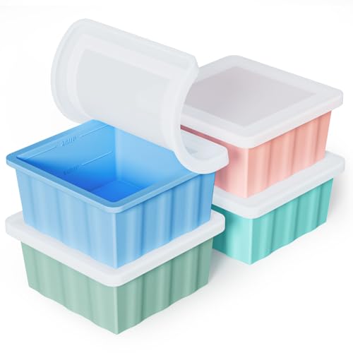 Silicone Freezer Tray for Soup Ice Cubes (Green+Blue+Aqua+Pink)