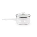 Enamelware Sauce Pan with Handle (Solid White Textured)