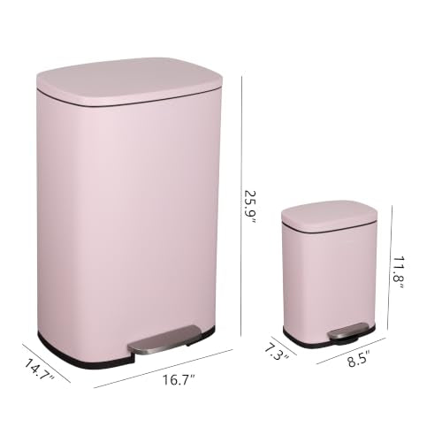 Connor 2 Piece Iron Trash Can (Blush Pink)