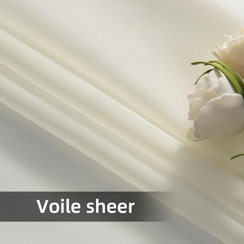 Solid Sheer Rod Pocket Curtain Voile Draperies 2 Panels White Beige Black Grey Coffee 38 Inch Width 54 Inch Long 1 Pair for Kitchen Bedroom Children Living Room Yard (Ivory / 38"W x 54"L (Pack of 2))