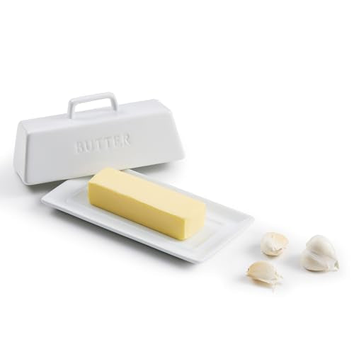 Ceramic Butter Dish with Lid (White)