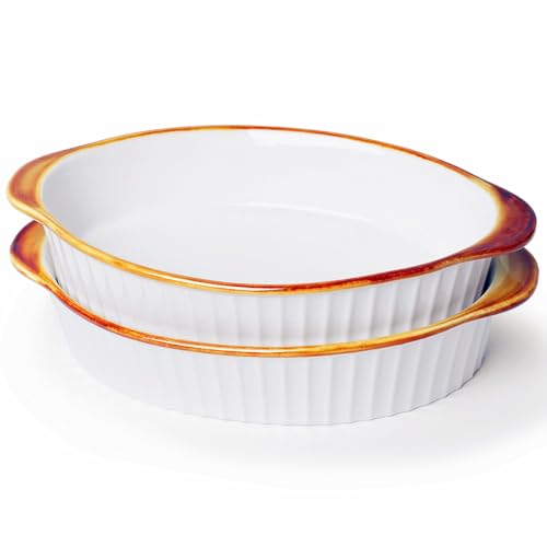 Porcelain Small Oval Au Gratin Pans (White/Brown)