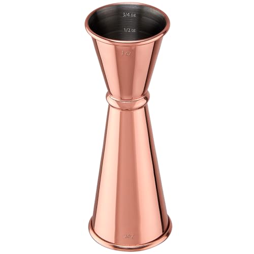 Double Cocktail Jigger for Bartending (Rolled Edge-1oz/2oz-1PC / Rose Gold)