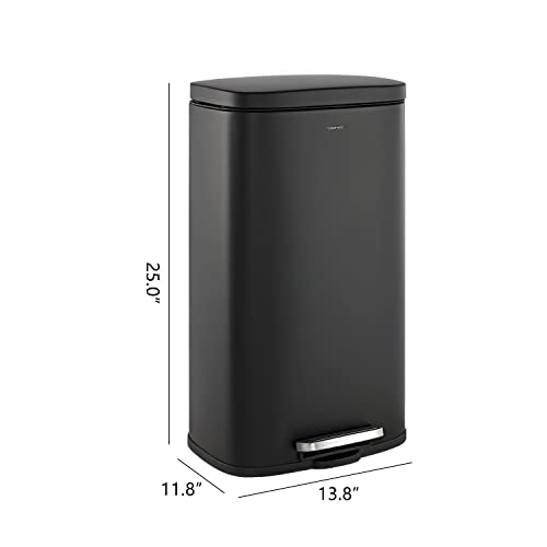 Curtis 8 Gal Step Trash Can Soft Close 25" (Black)