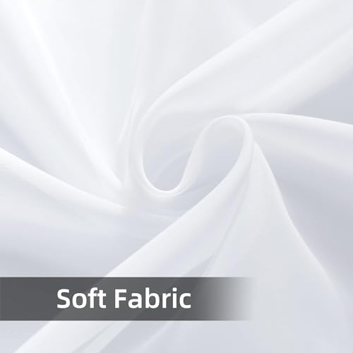 Solid Sheer Rod Pocket Curtain Voile Draperies 2 Panels White Beige Black Grey Coffee 42 Inch Width 63 Inch Long 1 Pair for Kitchen Bedroom Children Living Room Yard (White / 42"W x 63"L (Pack of 2))