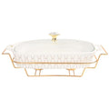 11" x 8" Ceramic Casserole Dish with Glass Lid and Rack (White with rack / 14.4 Inch (1.6 qt))