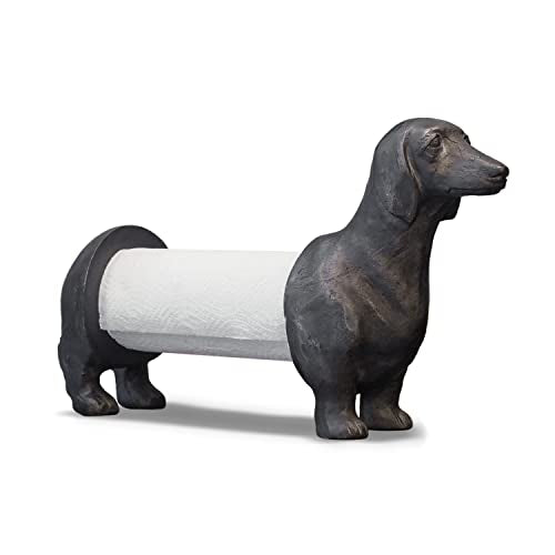 Vintage Dachshund Dog Paper Towel Holder Black Wiener Dog Tissue Towel Display Stand Freestanding Animal Toilet Paper Holder for Kitchen Countertop Home Decor