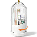 Toothbrush Holders with Cover Toothpaste Organizer for Bathroom (White)