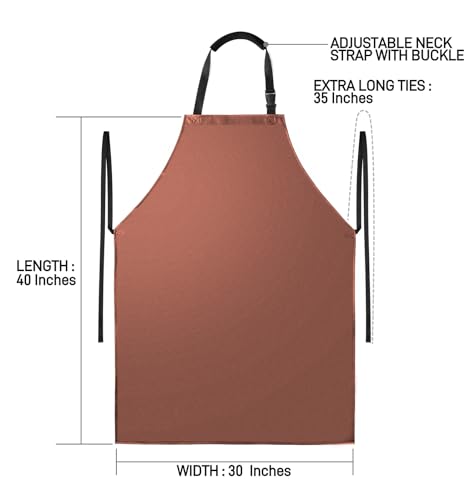 Waterproof Apron with Comfortable Adjustable Bib (Brown)